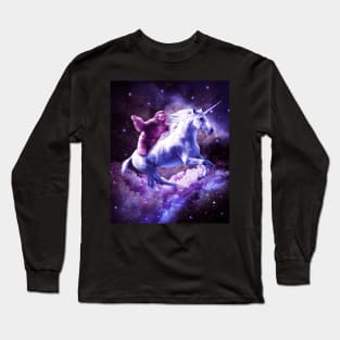 Space Sloth Riding On Unicorn Long Sleeve T-Shirt